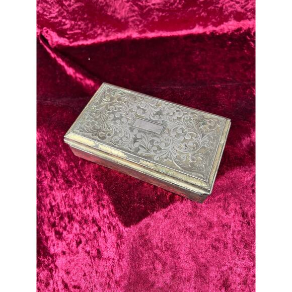 Vintage Trinket Box - Cigarette Box Holder - Pewter - Ornate Scroll Filigree - Picture 1 of 11